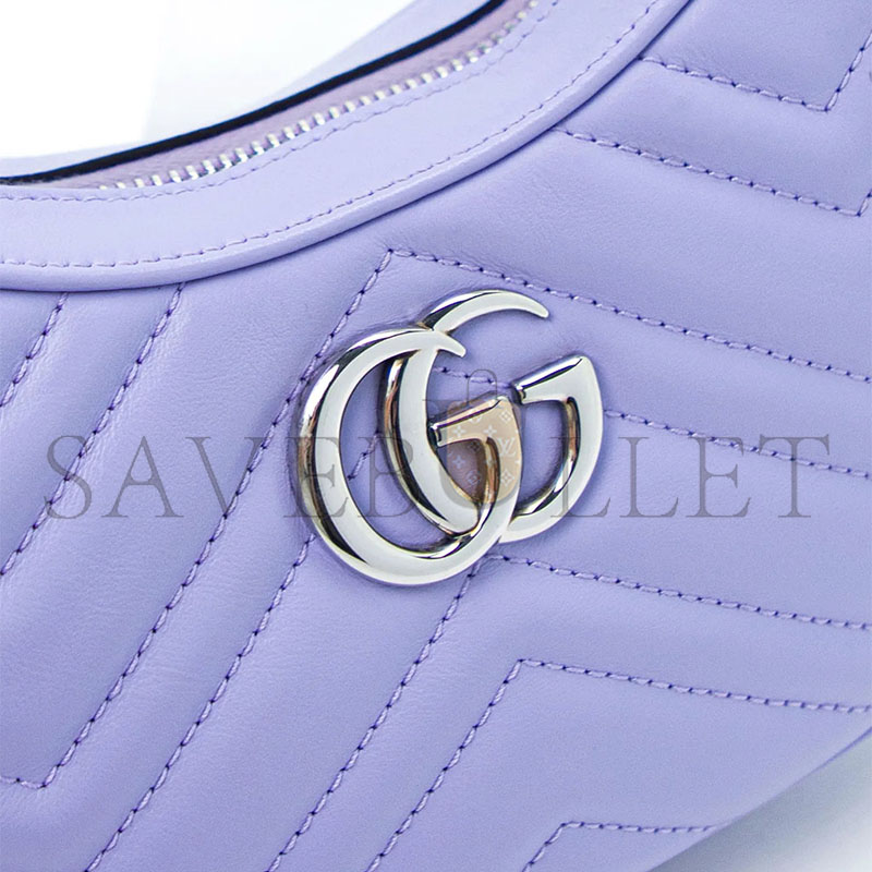 GUCCI GG MARMONT HALF MOON MINI QUILTED LEATHER CROSSBODY BAG 699514 (21*11*5cm)